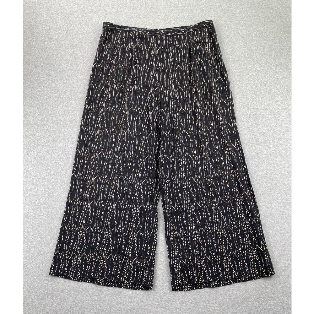 Vintage Jaclyn Smith Pants Womens L Black Wide Leg Palazzo Crop High Waist Flowy